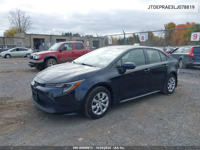 JTDEPRAE3LJ078819 2020 Toyota Corolla Le