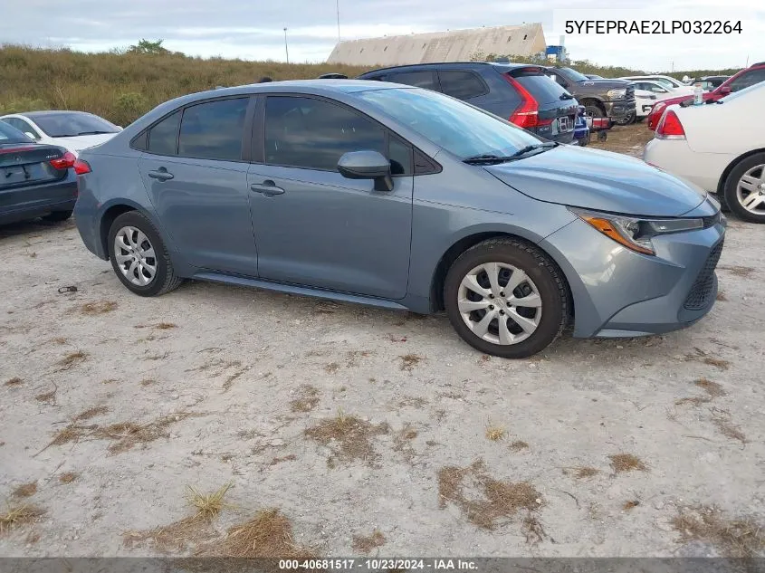 2020 Toyota Corolla Le VIN: 5YFEPRAE2LP032264 Lot: 40681517