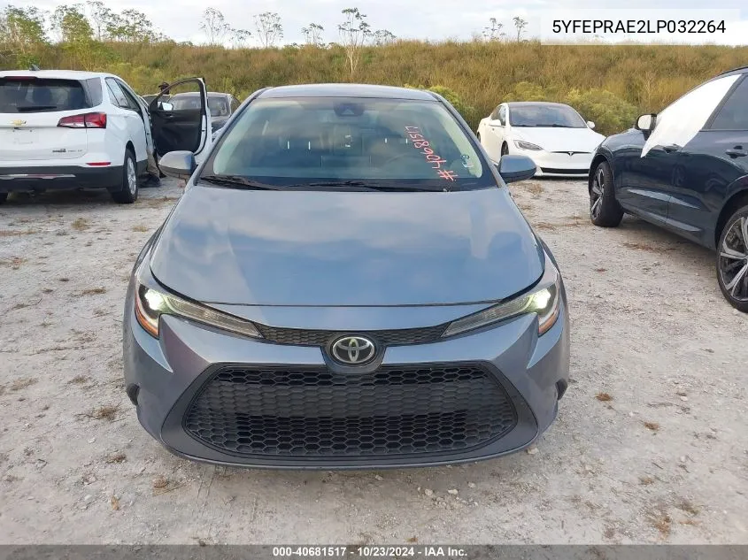 2020 Toyota Corolla Le VIN: 5YFEPRAE2LP032264 Lot: 40681517