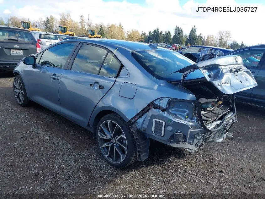 2020 Toyota Corolla Se VIN: JTDP4RCE5LJ035727 Lot: 40683383