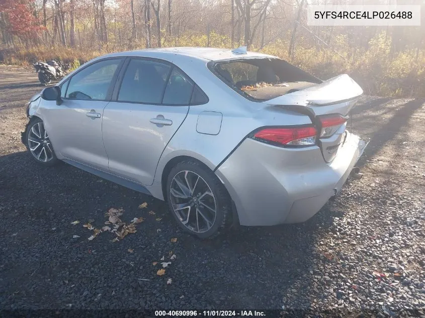 2020 Toyota Corolla Se VIN: 5YFS4RCE4LP026488 Lot: 40690996