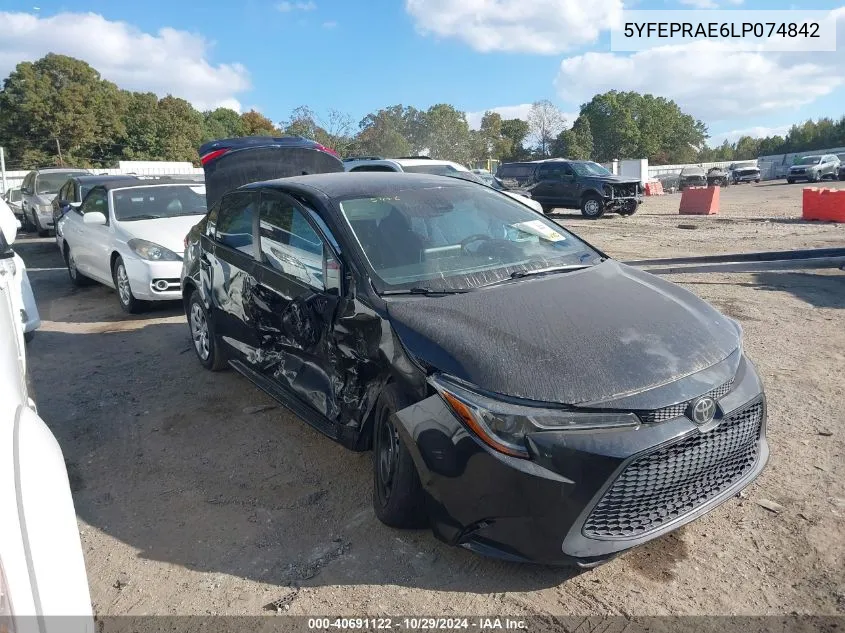 2020 Toyota Corolla Le VIN: 5YFEPRAE6LP074842 Lot: 40691122