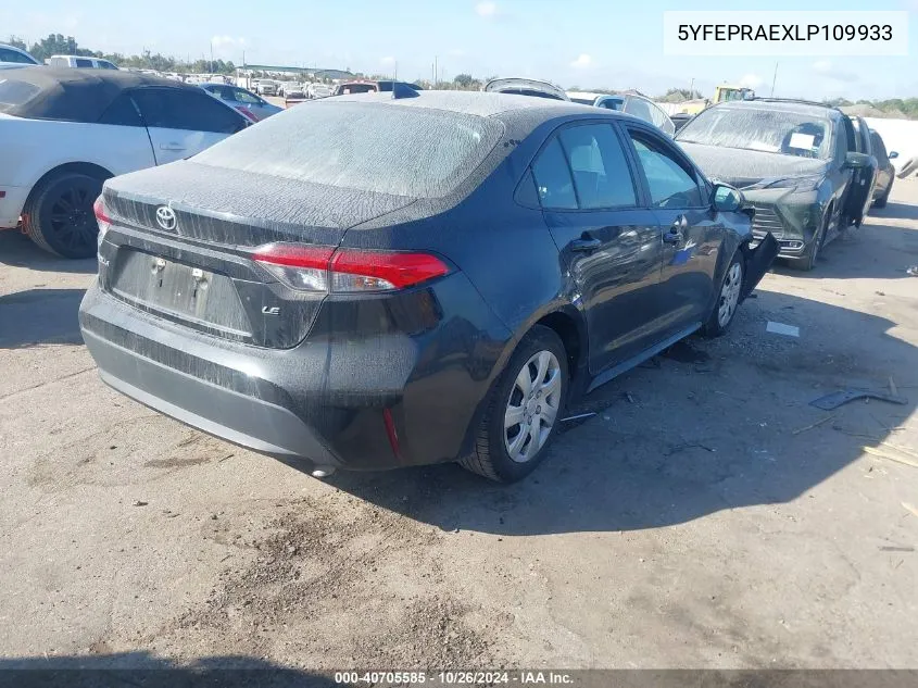 2020 Toyota Corolla Le VIN: 5YFEPRAEXLP109933 Lot: 40705585