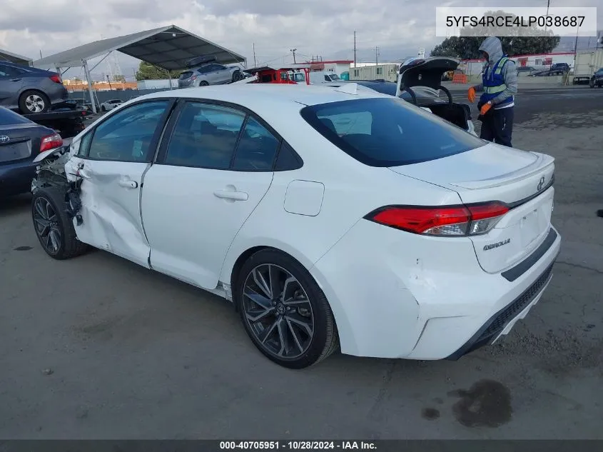 2020 Toyota Corolla Se VIN: 5YFS4RCE4LP038687 Lot: 40705951