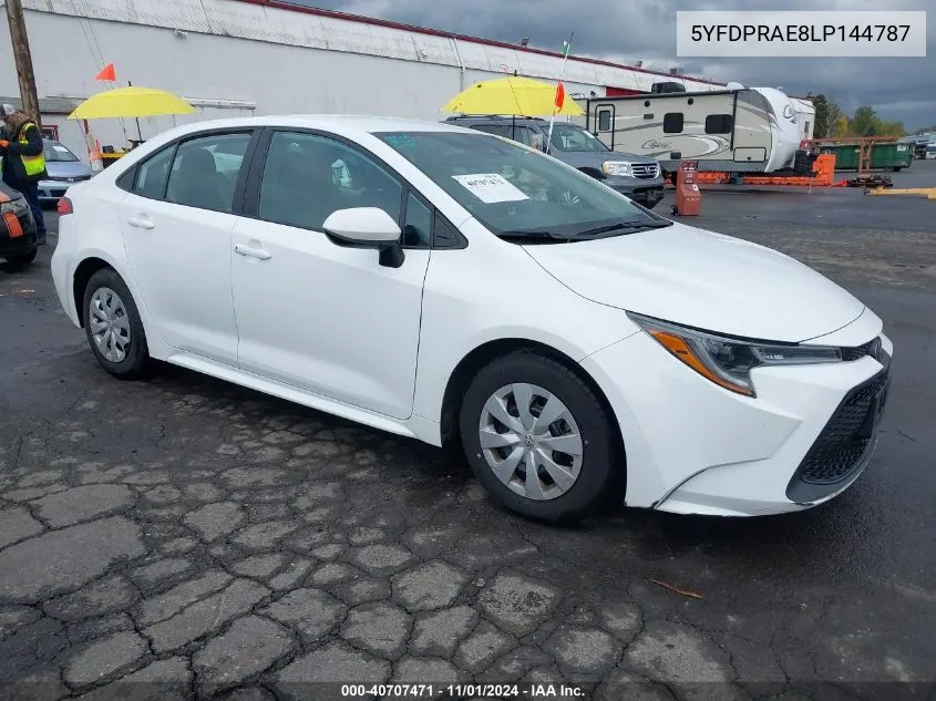 2020 Toyota Corolla L VIN: 5YFDPRAE8LP144787 Lot: 40707471