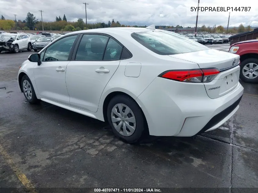 2020 Toyota Corolla L VIN: 5YFDPRAE8LP144787 Lot: 40707471