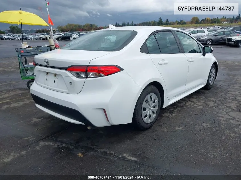 2020 Toyota Corolla L VIN: 5YFDPRAE8LP144787 Lot: 40707471