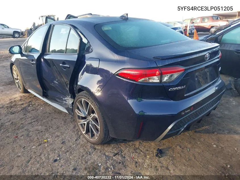 2020 Toyota Corolla Se VIN: 5YFS4RCE3LP051205 Lot: 40730232