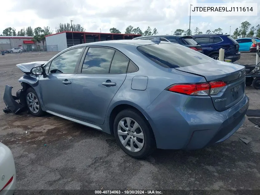 2020 Toyota Corolla Le VIN: JTDEPRAE9LJ111614 Lot: 40734063