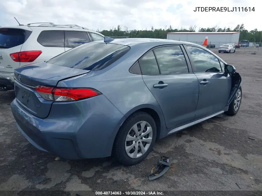 2020 Toyota Corolla Le VIN: JTDEPRAE9LJ111614 Lot: 40734063