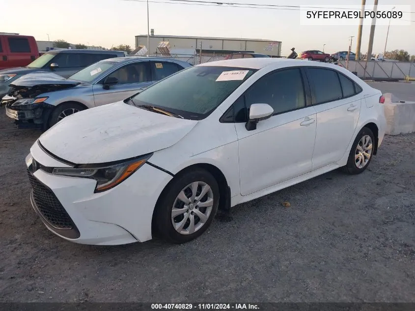 2020 Toyota Corolla Le VIN: 5YFEPRAE9LP056089 Lot: 40740829