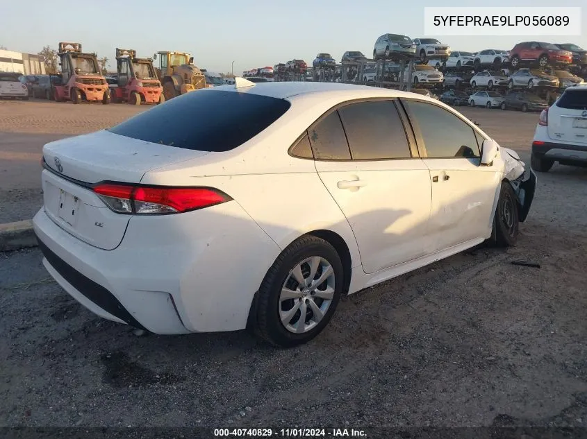 2020 Toyota Corolla Le VIN: 5YFEPRAE9LP056089 Lot: 40740829