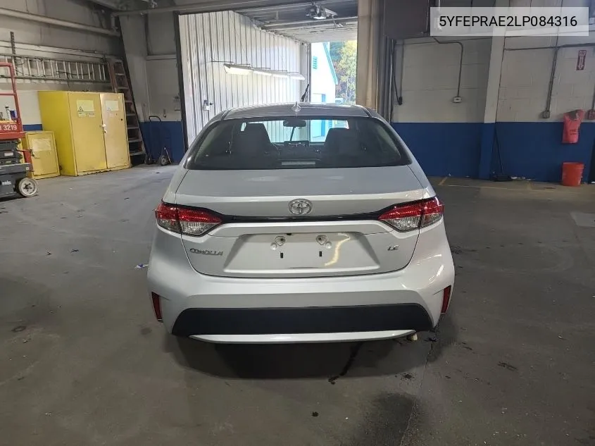 2020 Toyota Corolla Le VIN: 5YFEPRAE2LP084316 Lot: 40746563