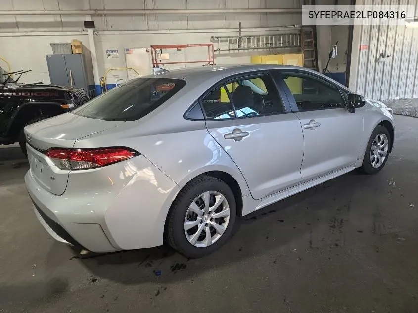 2020 Toyota Corolla Le VIN: 5YFEPRAE2LP084316 Lot: 40746563