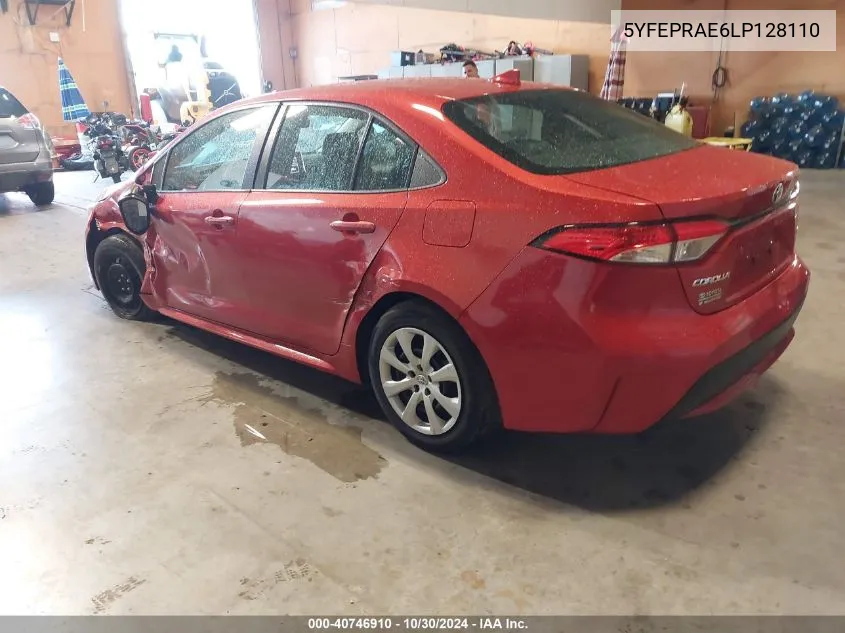 2020 Toyota Corolla Le VIN: 5YFEPRAE6LP128110 Lot: 40746910