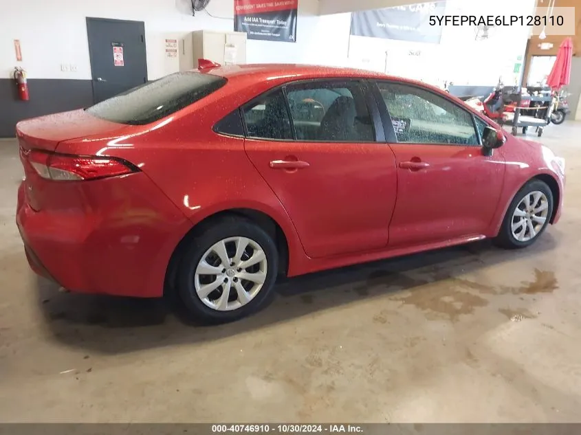 2020 Toyota Corolla Le VIN: 5YFEPRAE6LP128110 Lot: 40746910