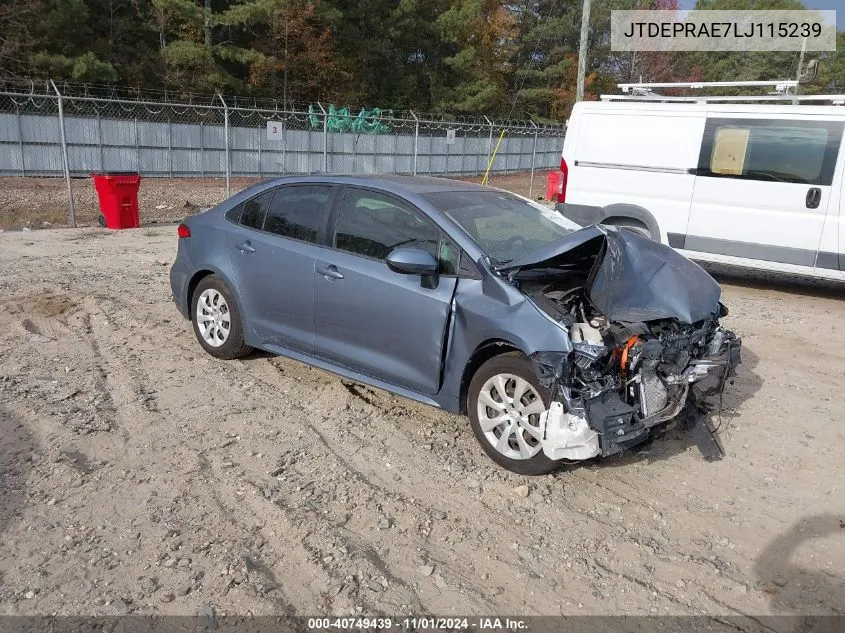 2020 Toyota Corolla Le VIN: JTDEPRAE7LJ115239 Lot: 40749439