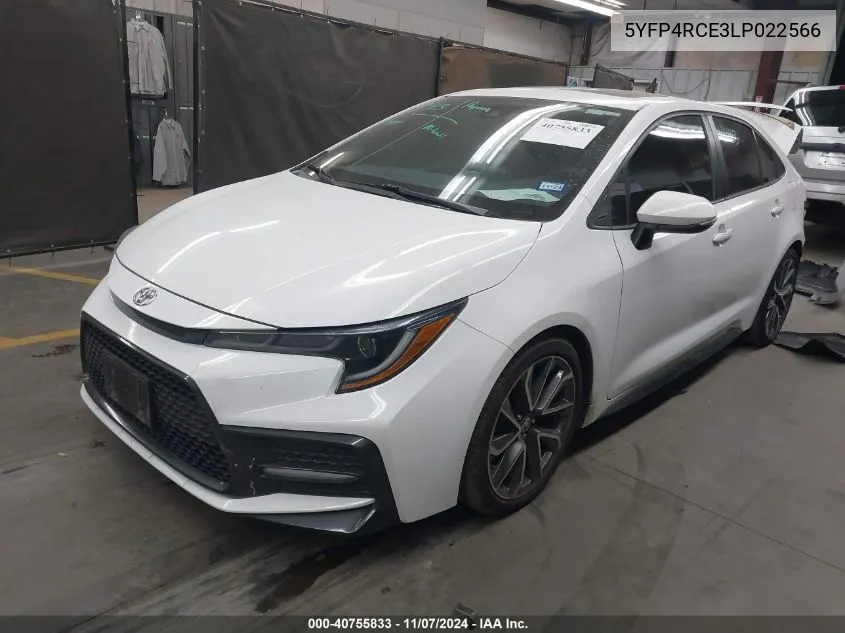 2020 Toyota Corolla Se VIN: 5YFP4RCE3LP022566 Lot: 40755833