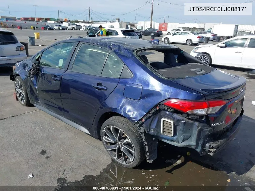 JTDS4RCE0LJ008171 2020 Toyota Corolla Se