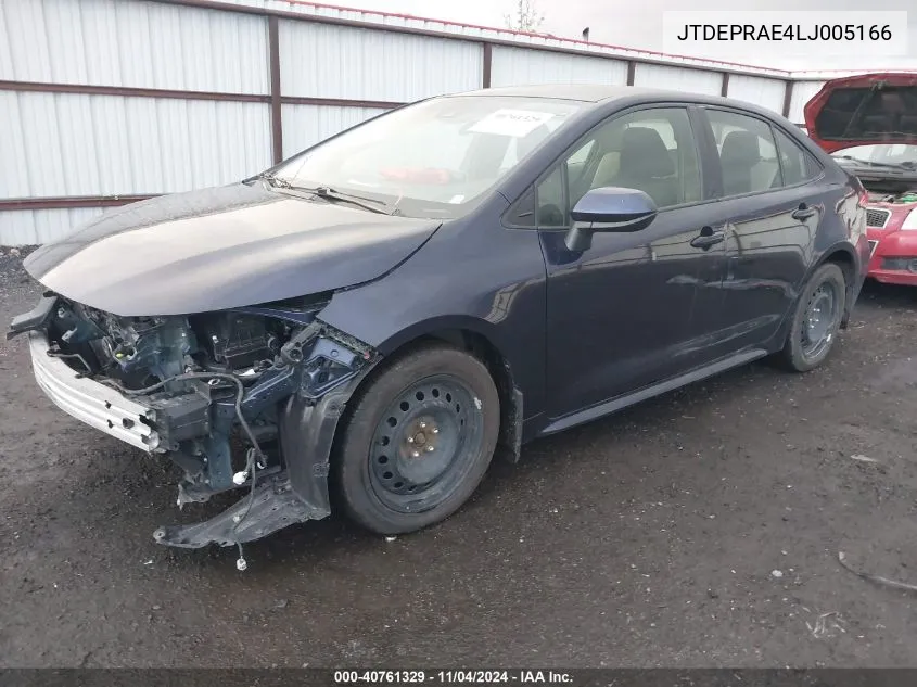 2020 Toyota Corolla Le VIN: JTDEPRAE4LJ005166 Lot: 40761329