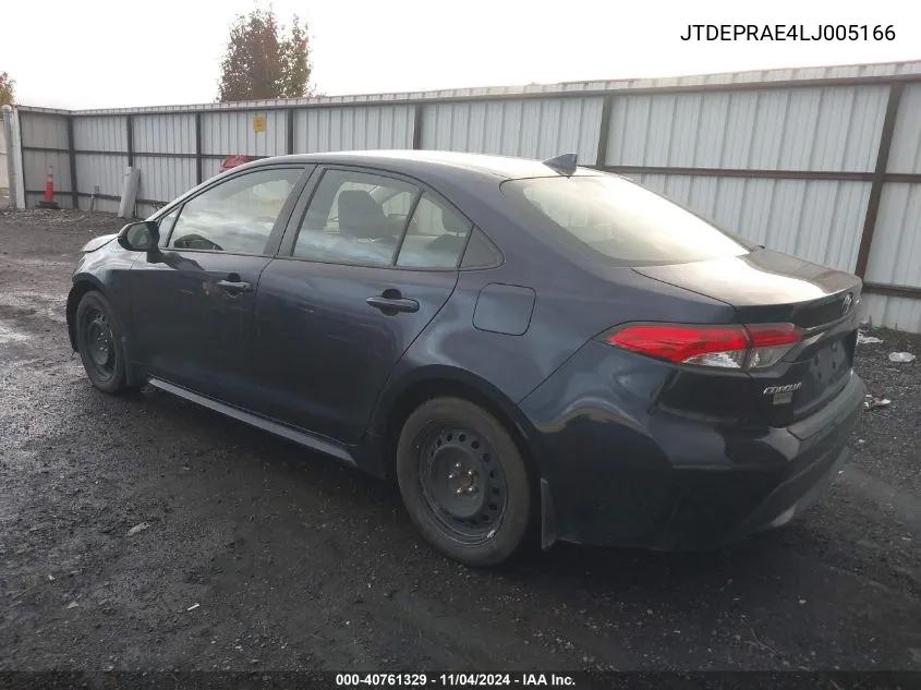 2020 Toyota Corolla Le VIN: JTDEPRAE4LJ005166 Lot: 40761329