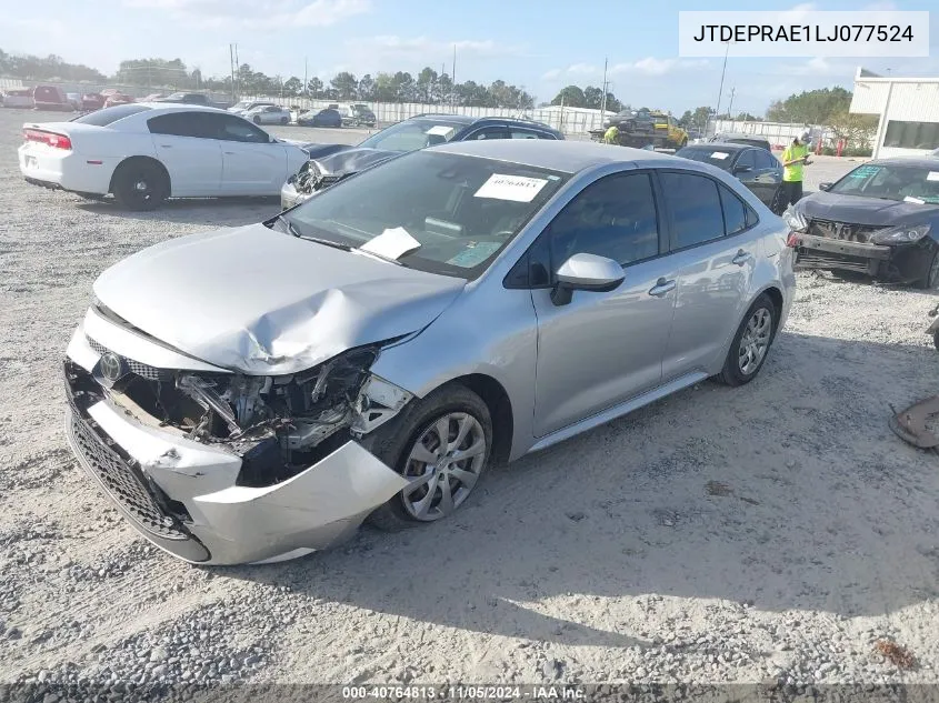 2020 Toyota Corolla Le VIN: JTDEPRAE1LJ077524 Lot: 40764813