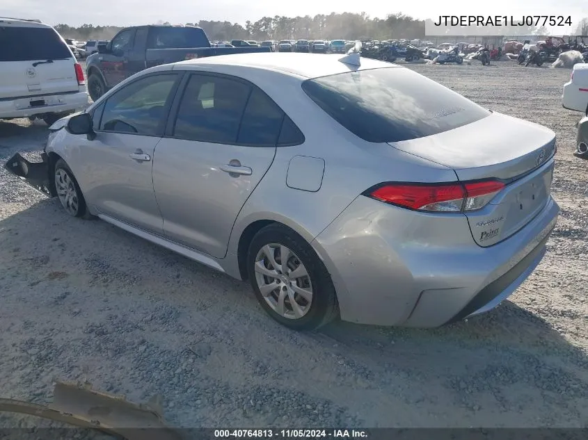 2020 Toyota Corolla Le VIN: JTDEPRAE1LJ077524 Lot: 40764813