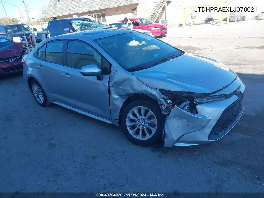 2020 Toyota Corolla Le VIN: JTDHPRAEXLJ070021 Lot: 40764976