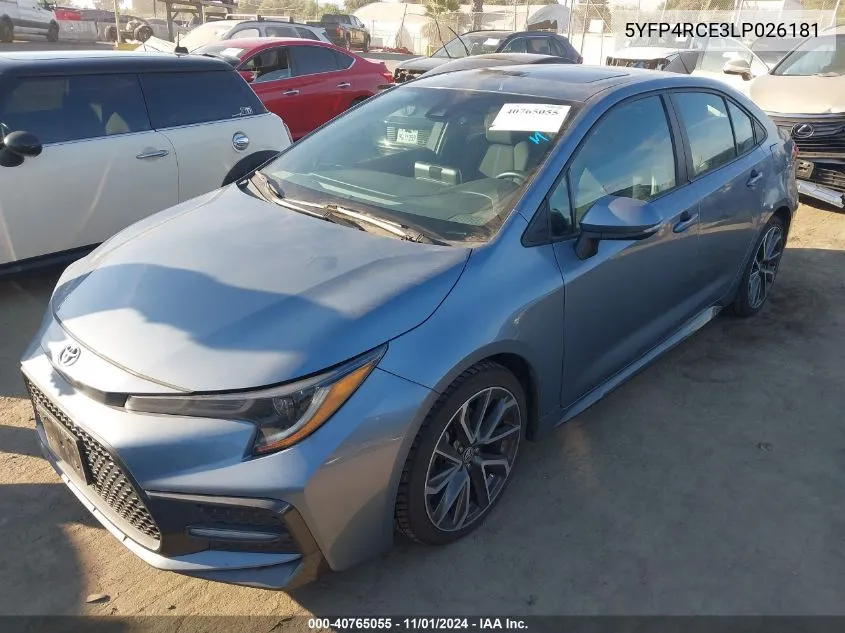 2020 Toyota Corolla Se VIN: 5YFP4RCE3LP026181 Lot: 40765055