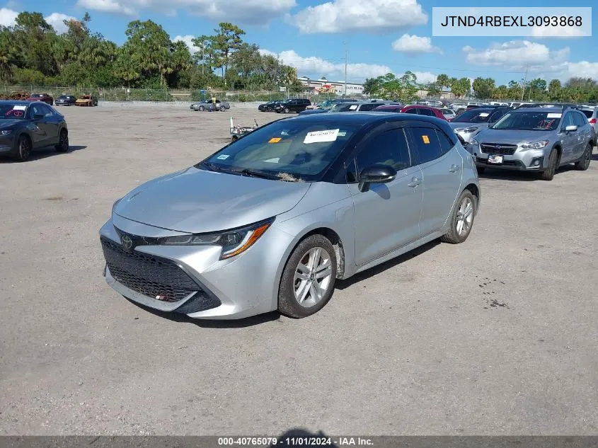 2020 Toyota Corolla Se VIN: JTND4RBEXL3093868 Lot: 40765079