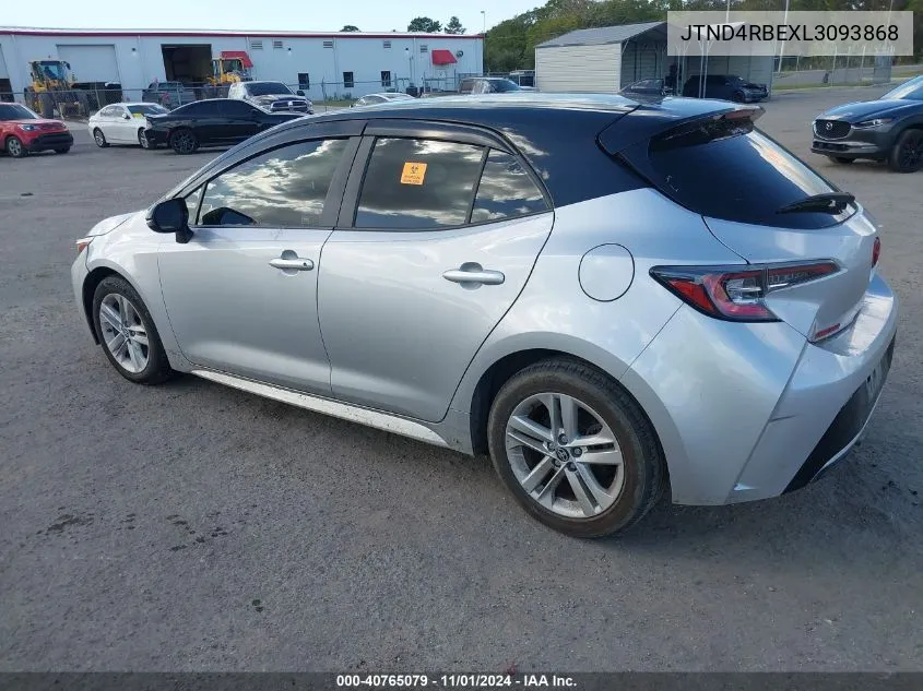 2020 Toyota Corolla Se VIN: JTND4RBEXL3093868 Lot: 40765079