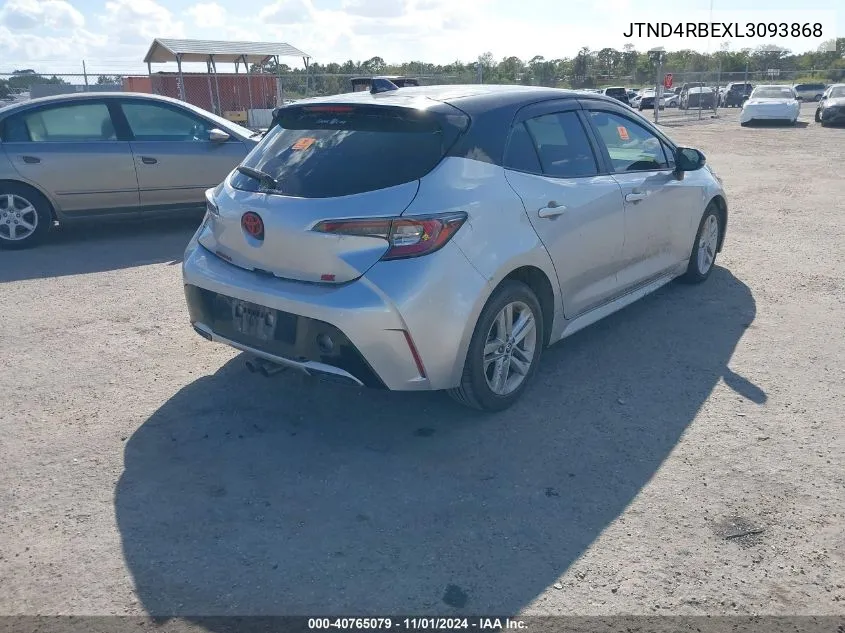 2020 Toyota Corolla Se VIN: JTND4RBEXL3093868 Lot: 40765079