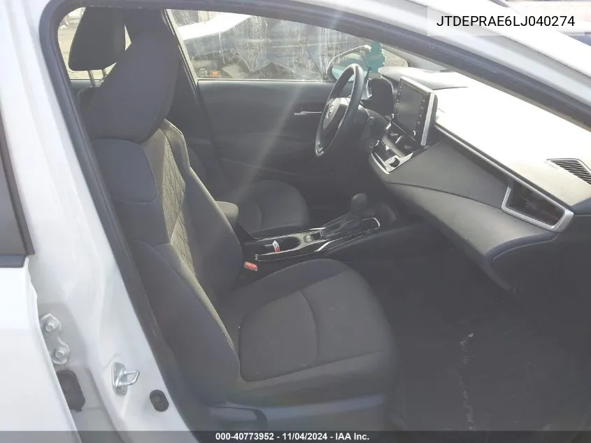 2020 Toyota Corolla Le VIN: JTDEPRAE6LJ040274 Lot: 40773952