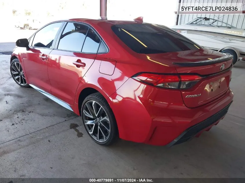 2020 Toyota Corolla Xse VIN: 5YFT4RCE7LP024836 Lot: 40779891