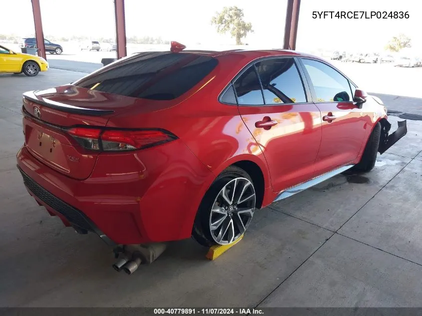 2020 Toyota Corolla Xse VIN: 5YFT4RCE7LP024836 Lot: 40779891