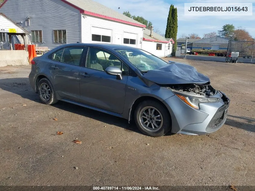 2020 Toyota Corolla Hybrid Le VIN: JTDEBRBE0LJ015643 Lot: 40789714