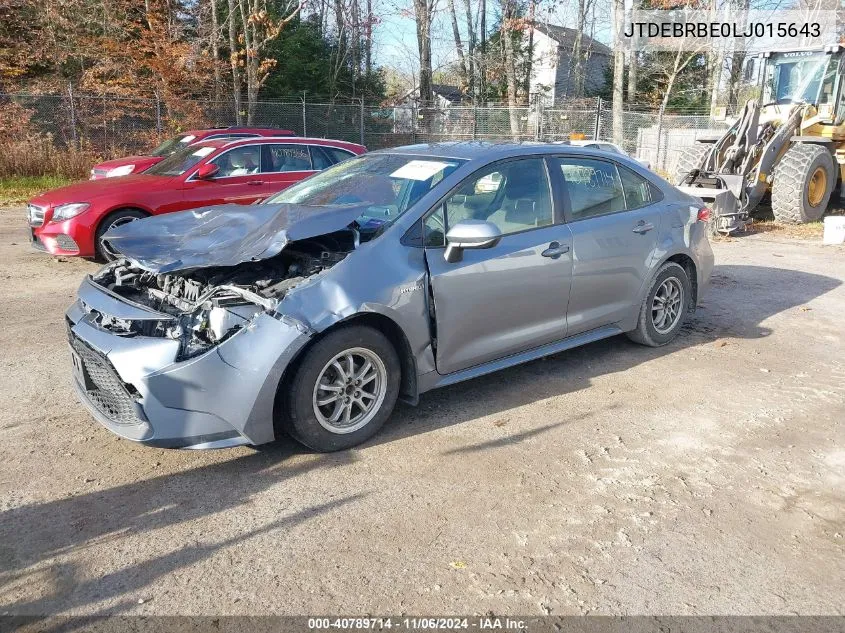 2020 Toyota Corolla Hybrid Le VIN: JTDEBRBE0LJ015643 Lot: 40789714