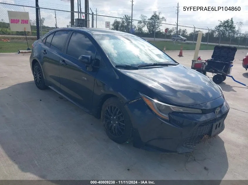 2020 Toyota Corolla Le VIN: 5YFEPRAE6LP104860 Lot: 40809238