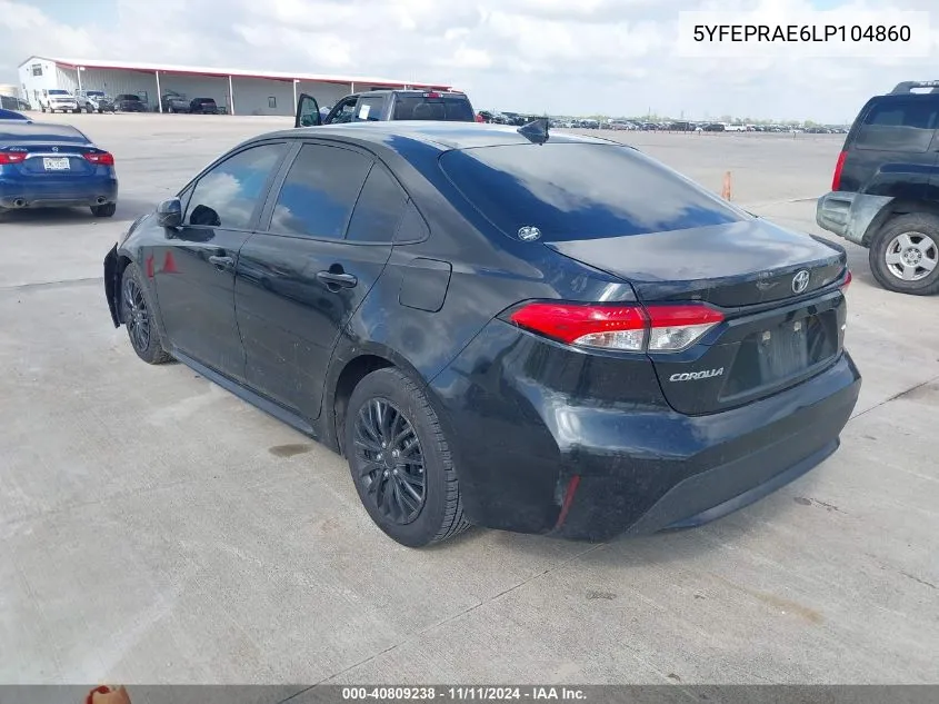 2020 Toyota Corolla Le VIN: 5YFEPRAE6LP104860 Lot: 40809238