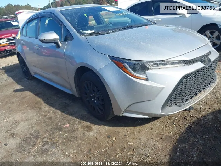 2020 Toyota Corolla Le VIN: JTDEPRAE5LJ088753 Lot: 40810836