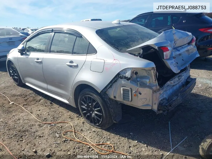 2020 Toyota Corolla Le VIN: JTDEPRAE5LJ088753 Lot: 40810836