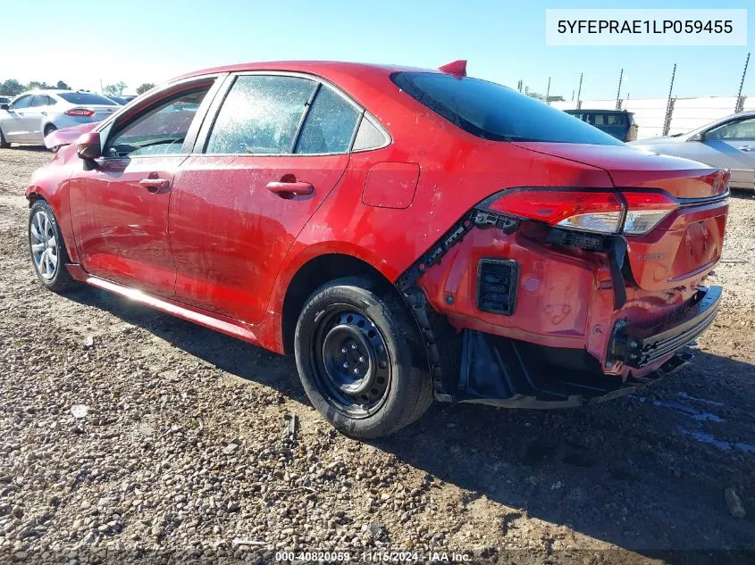 2020 Toyota Corolla Le VIN: 5YFEPRAE1LP059455 Lot: 40820059