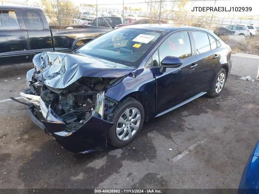 2020 Toyota Corolla Le VIN: JTDEPRAE3LJ102939 Lot: 40828982