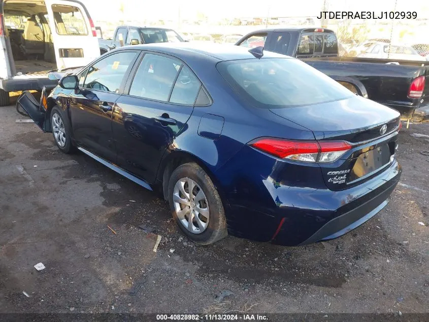 2020 Toyota Corolla Le VIN: JTDEPRAE3LJ102939 Lot: 40828982