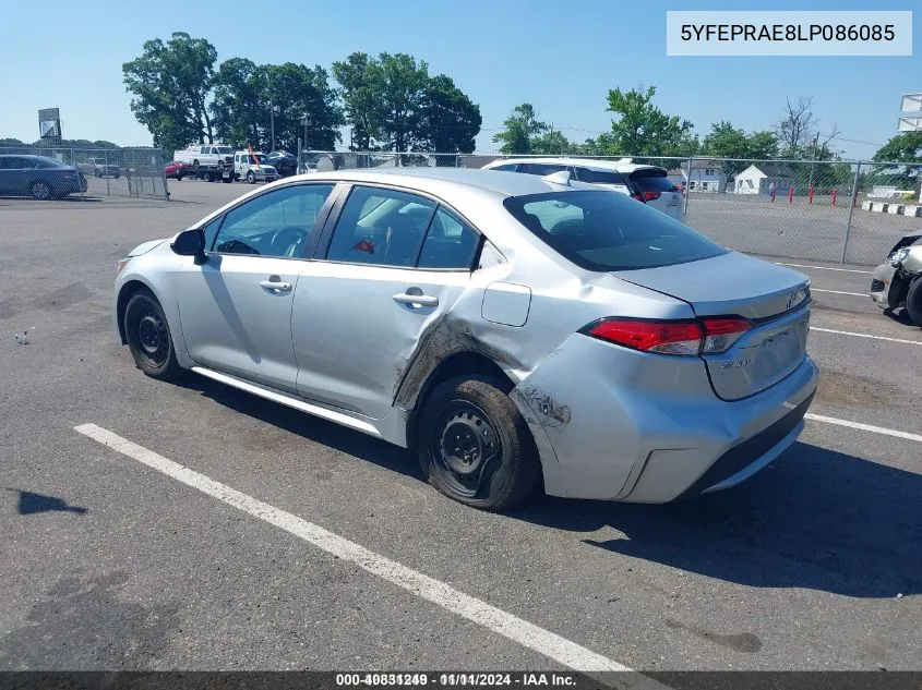 2020 Toyota Corolla Le VIN: 5YFEPRAE8LP086085 Lot: 40831249