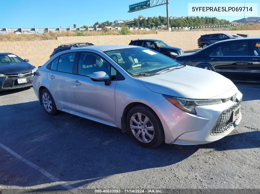 2020 Toyota Corolla Le VIN: 5YFEPRAE5LP069714 Lot: 40833093