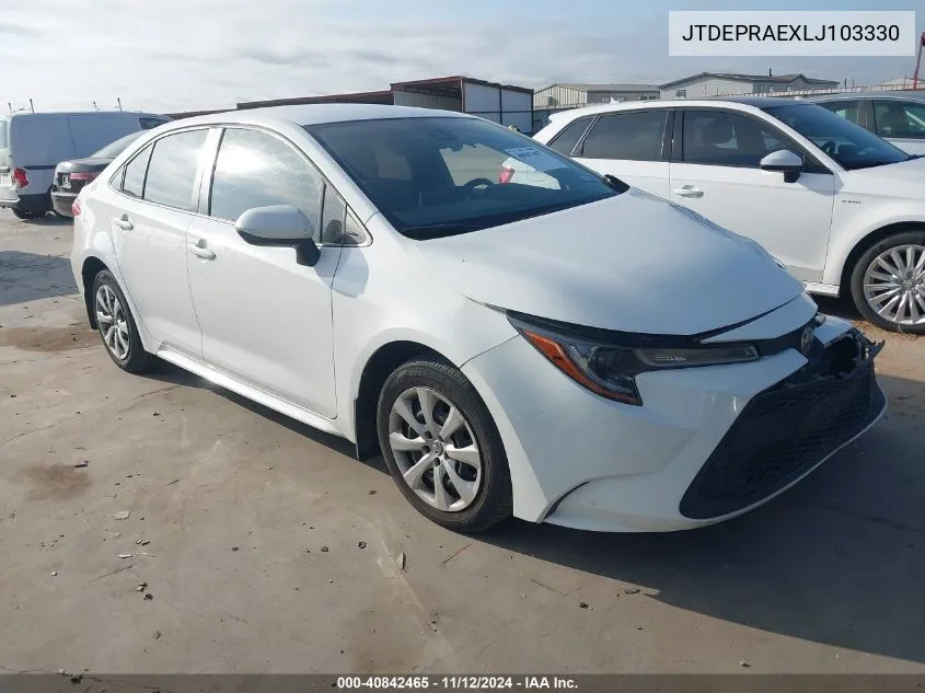 2020 Toyota Corolla Le VIN: JTDEPRAEXLJ103330 Lot: 40842465