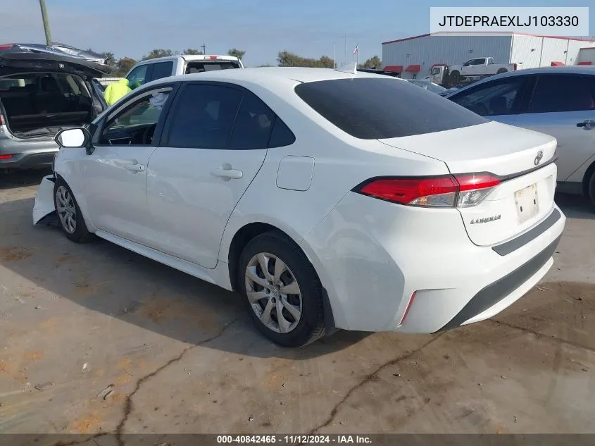 2020 Toyota Corolla Le VIN: JTDEPRAEXLJ103330 Lot: 40842465