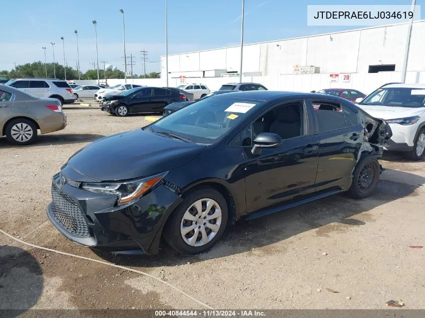 2020 Toyota Corolla Le VIN: JTDEPRAE6LJ034619 Lot: 40844544