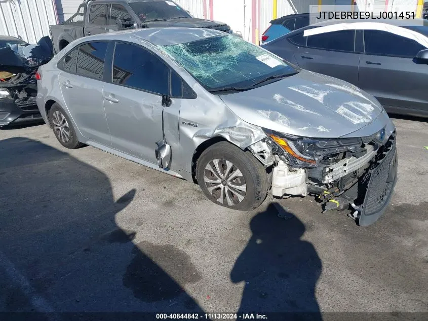 2020 Toyota Corolla Hybrid Le VIN: JTDEBRBE9LJ001451 Lot: 40844842